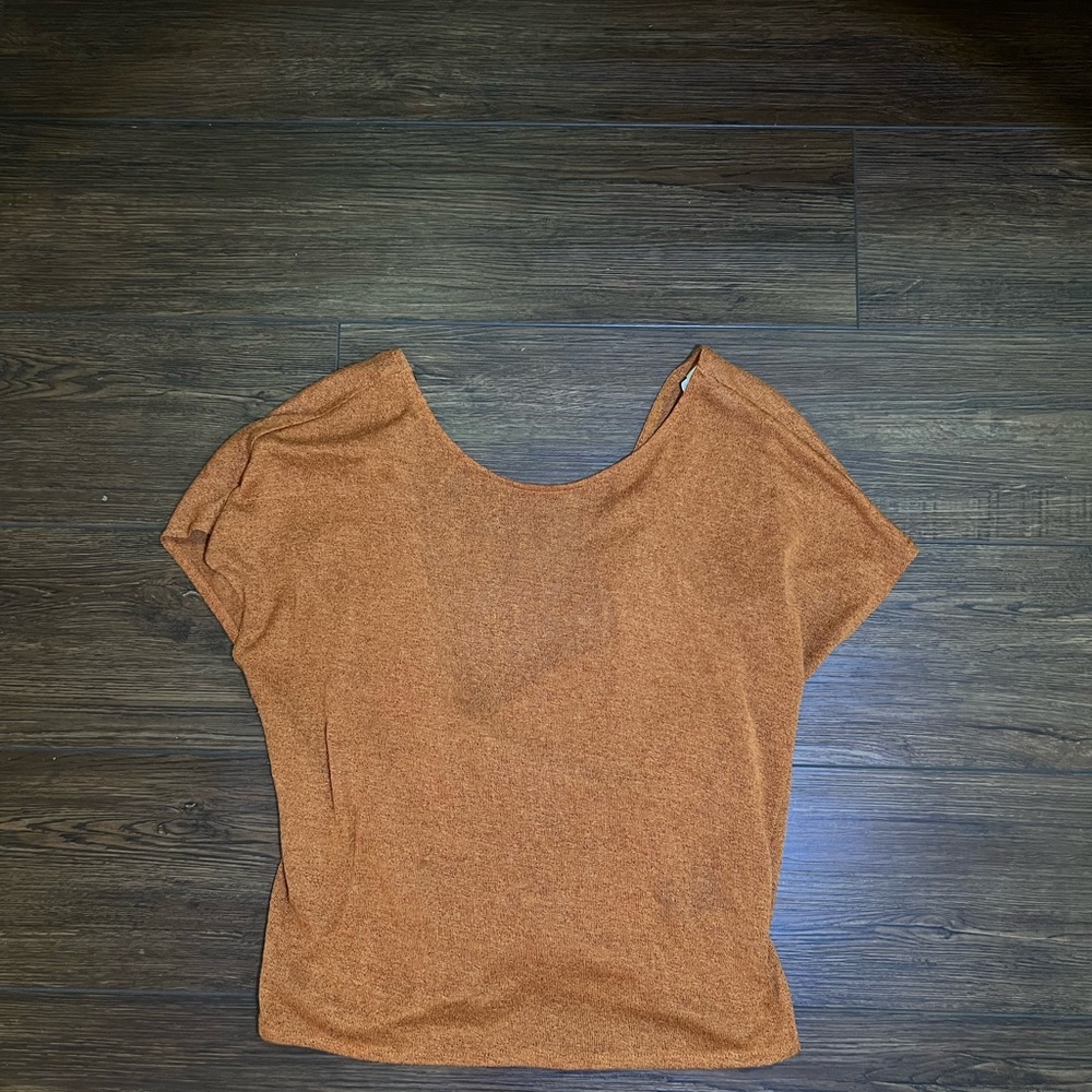 h&m burnt orange open back top  boho y2k fairycore flowy blouse